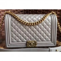 Chanel Lambskin Boy Flap New Medium Bag Gray/Gold CE01463