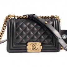 Chanel Lambskin Boy Flap Small Bag Black/Gold CE01772