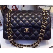 Chanel Lambskin Classic Flap 30cm Bag Black With Gold Hardware 2018 CE02301