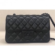 Chanel Lambskin Small Classic Flap Bag A1116 So Black CE01453