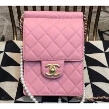 Chanel Lambskin with Imitation Pearls Mini Flap Bag AS0580 Pink 2019 CE01501