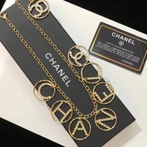 Chanel Lettering Necklace AB0609 Gold/Crystal 2019 Collection CE02796