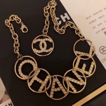 Chanel Lettering Square Crystal Necklace AB0556 Gold/Crystal White 2019 Collection CE02914