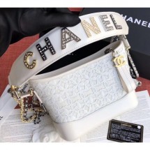Chanel Logo Handle Lace Gabrielle Small Hobo Bag AS0865 White 2019 CE01198