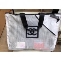 Chanel Mesh and PVC Shopping Tote Small Bag White 2019 CE01370