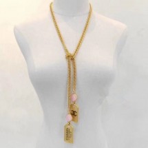 Chanel Metal Tags Pendants Long Necklace AB3075 Gold 2020 Collection CE03832