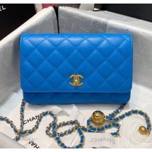 Chanel Metal Wallet on Chain WOC Bag AP1450 Blue 2020 Collection CE04183