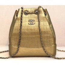 Chanel Metallic Crocodile Embossed Gabrielle Small Backpack Bag A94485 Gold 2019 CE00963