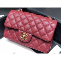Chanel Original Quality Small Classic Flap Bag 1116 in Caviar Leather Burgundy with Gold Hardware CE03056