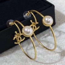 Chanel Pearl CC Hoop Earrings AB3189 2019 Collection CE01649