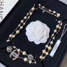 Chanel Pearl CC Long Necklace Blue 2019 Collection CE02502