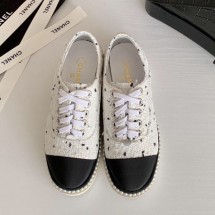 Chanel Pearl Fabric Sneakers White 2020 Collection CE00831