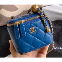 Chanel Pearl on Chain Small Classic Box with Chain Bag AP1447 Blue 2020 CE03526