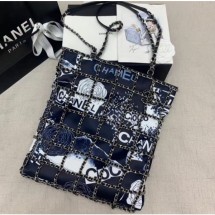 Chanel Printed Cotton Shopping Tote Bag with Chains AS1383 2020 CE03514