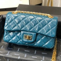 Chanel Quilted Aged Calfskin Small 2.55 Flap Bag A37586 Blue 01 2019 Collection CE03147