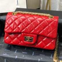 Chanel Quilted Aged Calfskin Small 2.55 Flap Bag A37586 Red 2019 Collection CE02597