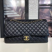 Chanel Quilted Calfskin Maxi Classic Flap Boarding Bag A91169 Black/Gold 2020 Collection CE03678