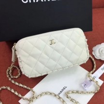 Chanel Quilted Calfskin Pearl Clutch with Chain White 2020 Collection CE02889