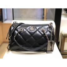 Chanel Quilted Calfskin Small Bowling Bag AS1321 Black/Silver 2020 Collection CE02440