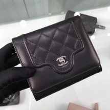 Chanel Quilted Lambskin Small Wallet Black 01 2019 Collection CE01440