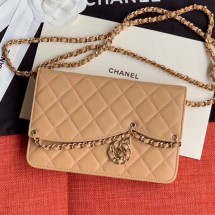 Chanel Quilted Lambskin Tassel Wallet on Chain WOC AP0278 Nude 2019 Collection CE01538
