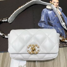 Chanel Quilted Leather 19 Belt Bag/Waist Bag White 2019 Collection CE00787