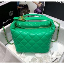 Chanel Quilted Leather Large Hobo Bag With Gold-Tone Metal AS1747 Green 2020 Collection CE00611