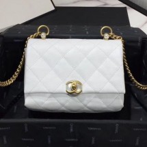 Chanel Quilted Leather Pearl Trim Small Flap Bag AS1170 White 2019 Collection CE02289