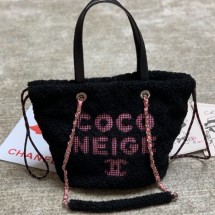 Chanel Quilted Shearling Sheepskin Small Shopping Bag AS0981 Black 2019 Collection CE03005