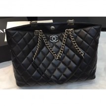 Chanel Quilting Shopping Tote Bag Black/Silver 2019 CE00933