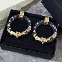 Chanel Resin Carve Metal Hoop Earrings 2019 Collection CE00918