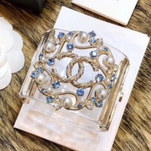 Chanel Resin CC Bloom Crystal Cuff Bracelet Blue 2019 Collection CE03804