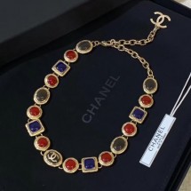 Chanel Resin Stone Choker Necklace Burgundy/Blue AB2983 2019 Collection CE02290
