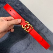 Chanel Reversible Calfskin Belt 30mm with CC Buckle Bright Red Collection CE02269