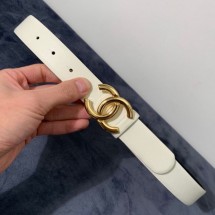 Chanel Reversible Calfskin Belt 30mm with CC Buckle White Collection CE01572
