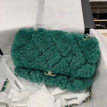 Chanel Shearling Lambskin Small Flap Bag AS1199 Green 2019 Collection CE03365