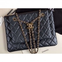 Chanel Shiny Lambskin Double Clutch with Chain Bag AP1073 Black 2020 CE02282