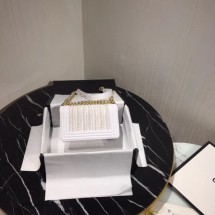 Chanel Small Boy Chanel Embroidered Calfskin Handbag A67085 White 2019 Collection CE03069
