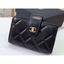 Chanel Small Card Holder 31522 Lambskin Black CE02150
