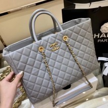 chanel spring 2019 calfskin tote gray CE02625