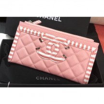 Chanel Striped Grained Calfskin CC Filigree Small Pouch Bag A81942 Pink 2019 CE01403