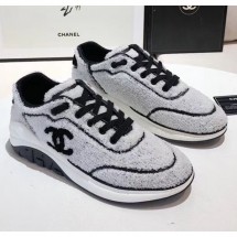 Chanel Terry-cloth & Goatskin Classic Sneaker Grey 2020 Collection CE03221