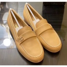 Chanel Top Quality Pearl Around Lambskin Loafers G35797 Beige 2020 CE02556