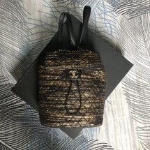Chanel Tweed & Gold-Tone Metal medium Backpack Bag A69964 2019 CE03424