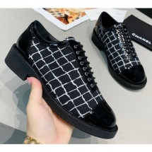Chanel Tweed and Patent Calfskin Lace-Ups G36208 Black 2020 CE02008
