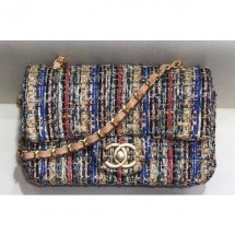 Chanel Tweed Mini Classic Flap Bag A69900 Blue/Red/Apricot 2019 CE01960