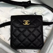 Chanel Vintage Quilted Grained Calfskin Waist Bag A88861 Black 2020 Collection CE03669