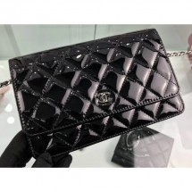Chanel Wallet On Chain WOC Bag in Patent Leather Black/Silver CE01251