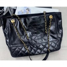 Chanel Waxy Calfskin Shopping Tote Bag Black 2020 CE01346