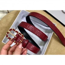 Chanel Width 2.5cm Chain Buckle Quilting Leather Belt Burgundy CE04201